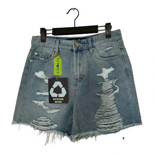 Indigo Rein Women's Distressed Denim Cut-Off Shorts Size 7 Blue High Rise #003